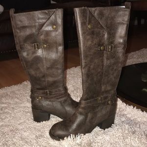 MIA chocolate brown unbuckle leather riding boots